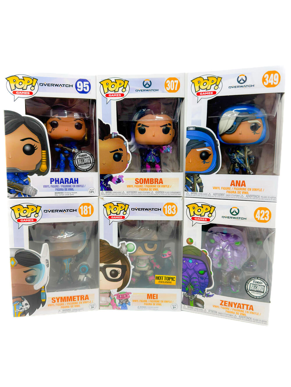 Funko Pop Overwatch Vinyl Figure Lot Pharah Sombra Ana Symmetra Mei Zenyatta NIB